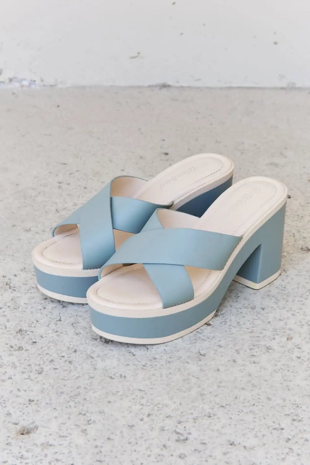 Weeboo Cherish The Moments Contrast Platform Sandals in Misty Blue - Love Salve